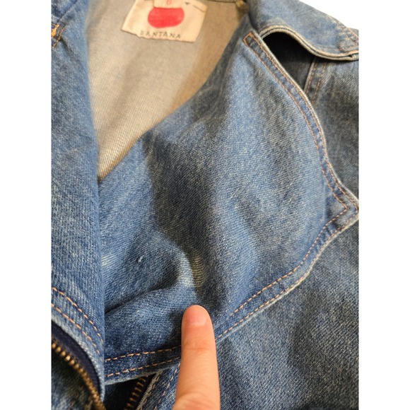 1980s Vintage Denim Zip Front Dress by Santana Size 6 Motorcycle - Picture 10 of 11